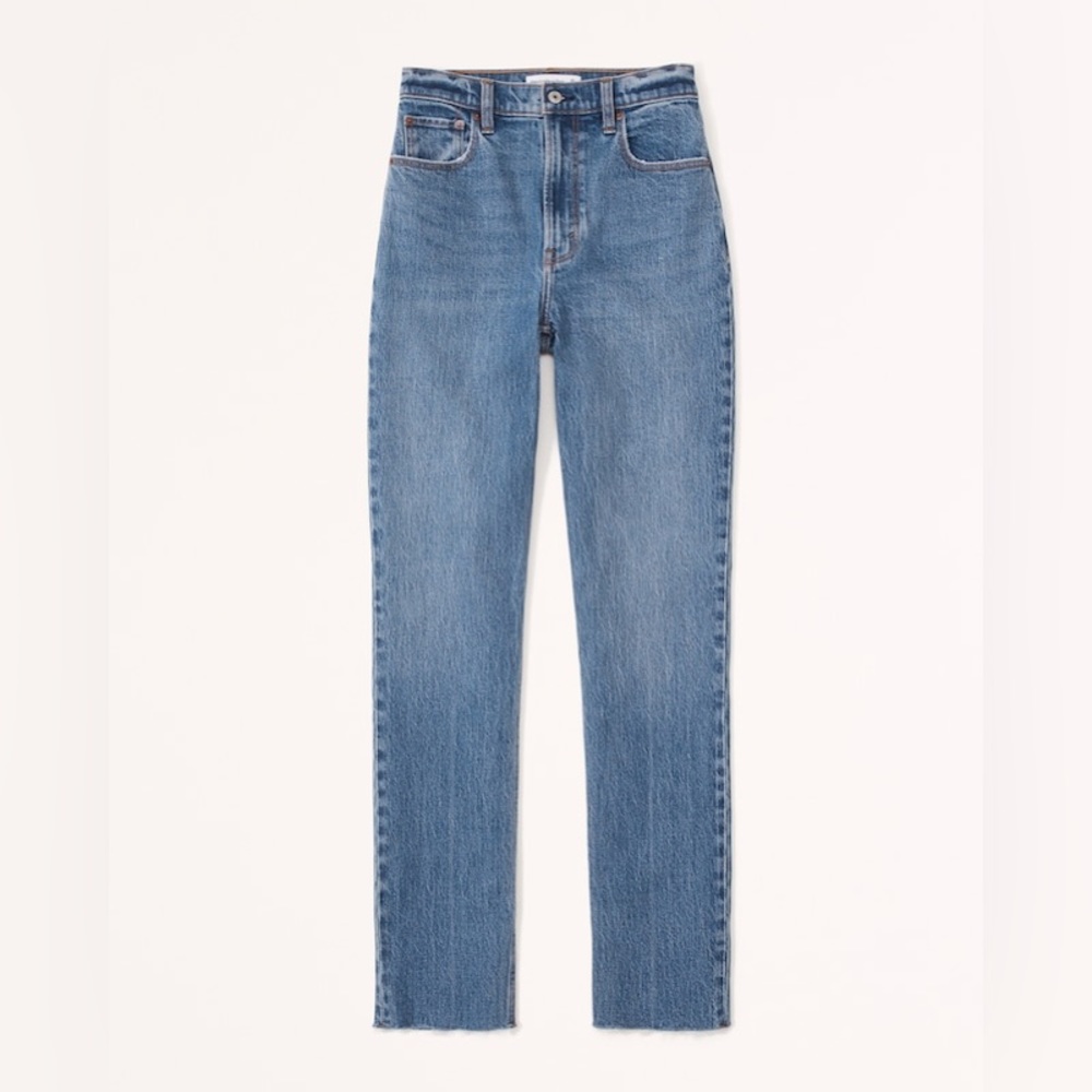 Abercrombie & Fitch Ultra High-Rise 90’s Straight Jean, Medium Raw Hem